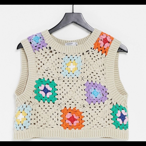 Handmade crochet multicolor knit tank top - Picture 1 of 4